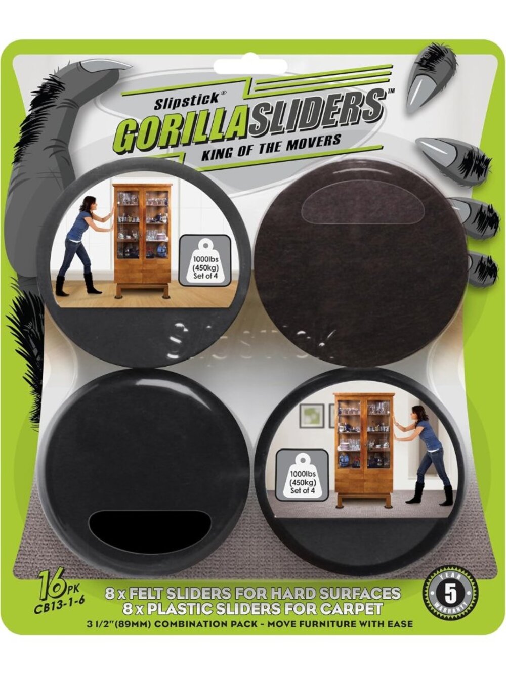 Premium Furniture Sliders for All Floors - 16 Piece Moving Kit, Reusable 3.5